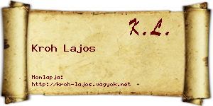Kroh Lajos névjegykártya